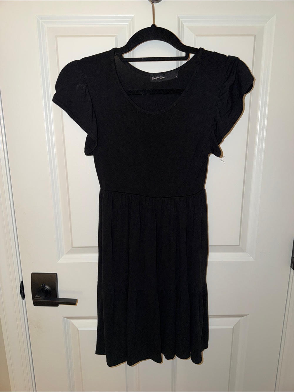 T.J.Maxx Black Ruffle Sleeve Mini Dress